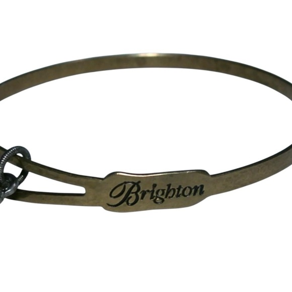 BRIGHTON Gold & Silver Tone Charm Bangle Bracelet Courage Life 0860 - Picture 4 of 8